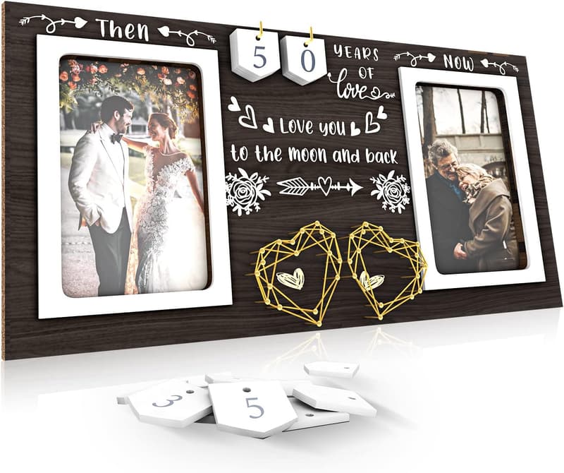 Anniversary Picture Frame for Couples - Holds 2x4x6 Photos