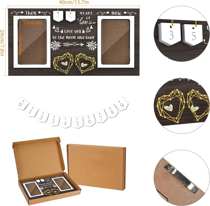 Anniversary Picture Frame for Couples - Holds 2x4x6 Photos