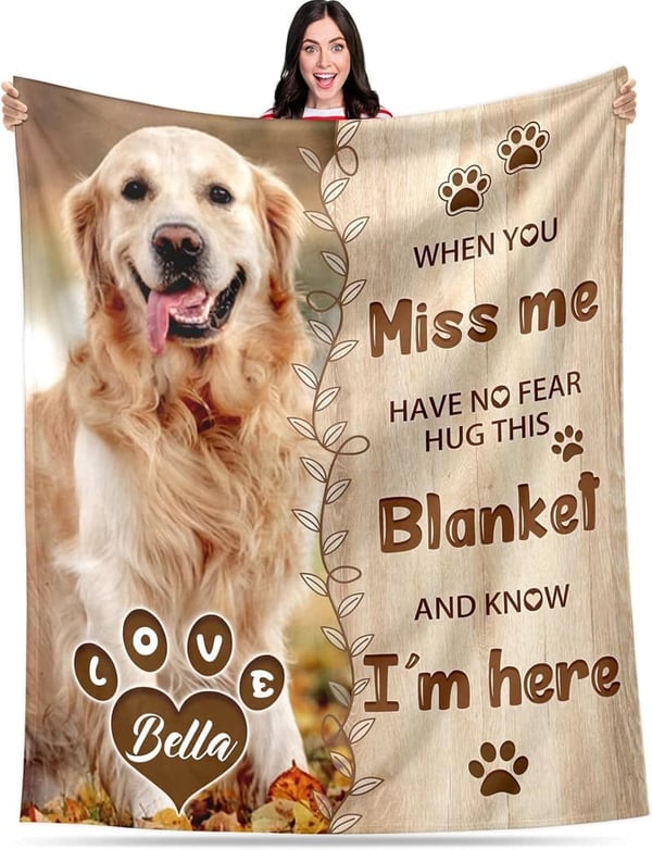 Personalized Dog Memorial Blanket for Pet Loss Sympathy
