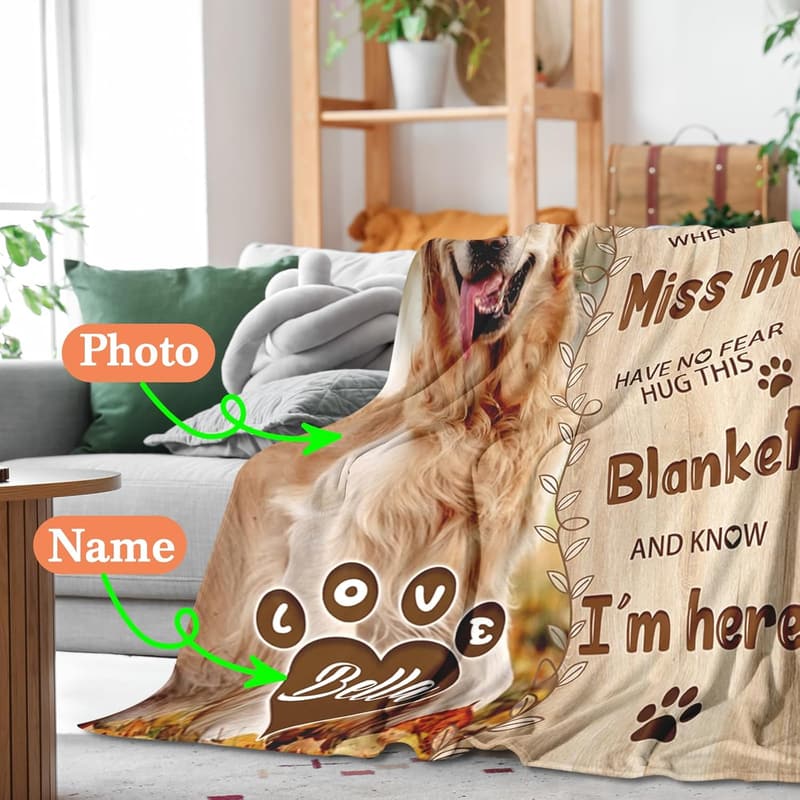 Personalized Dog Memorial Blanket for Pet Loss Sympathy