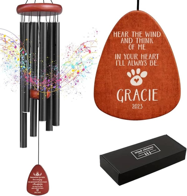Personalized Pet Memorial Wind Chimes for Loss of Dog/Cat