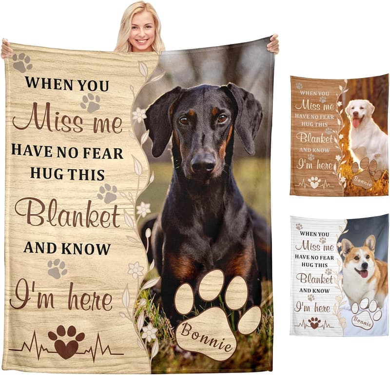 Personalized Pet Memorial Blanket with Photo - Sympathy Gift