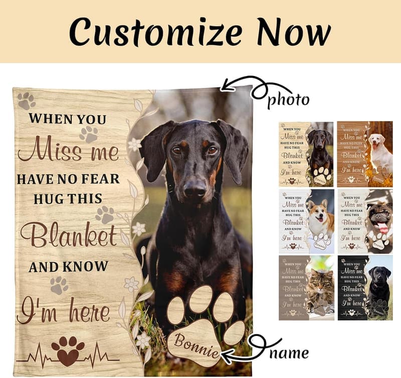 Personalized Pet Memorial Blanket with Photo - Sympathy Gift
