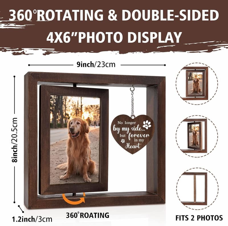 Dog Memorial Picture Frame - Rotating 4x6 Photo Display