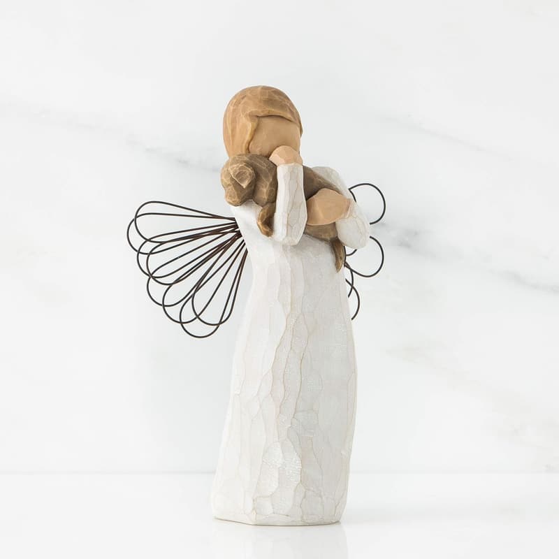 Friendship Angel Figurine with Dog - Hand-Painted Keepsake