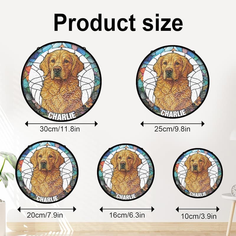 Personalized Pet Portrait Stained Glass Suncatcher for Dog Lovers