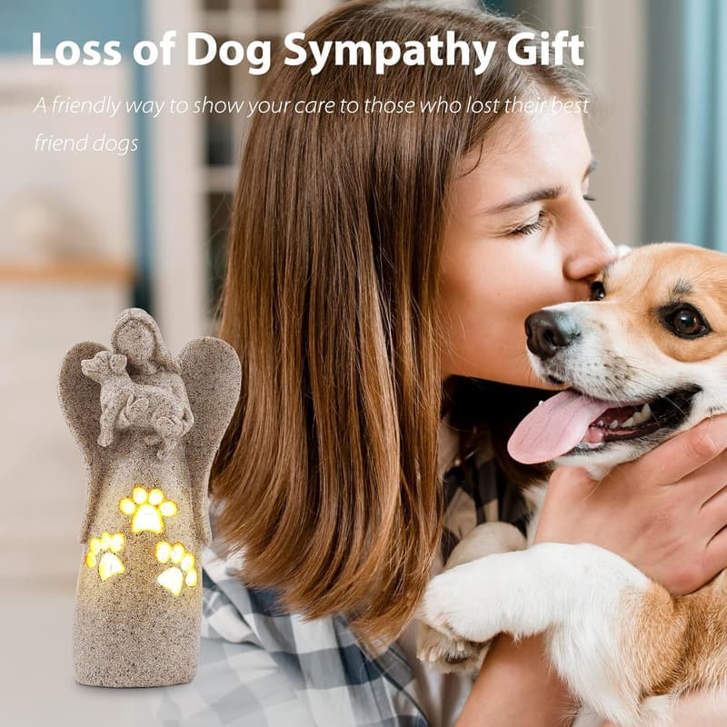 Dog Memorial Angel Candle Holder - Sympathy Gift for Pet Loss