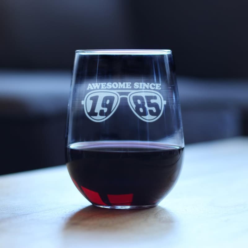 40th Birthday Stemless Wine Glass - 17 Ounce Gift