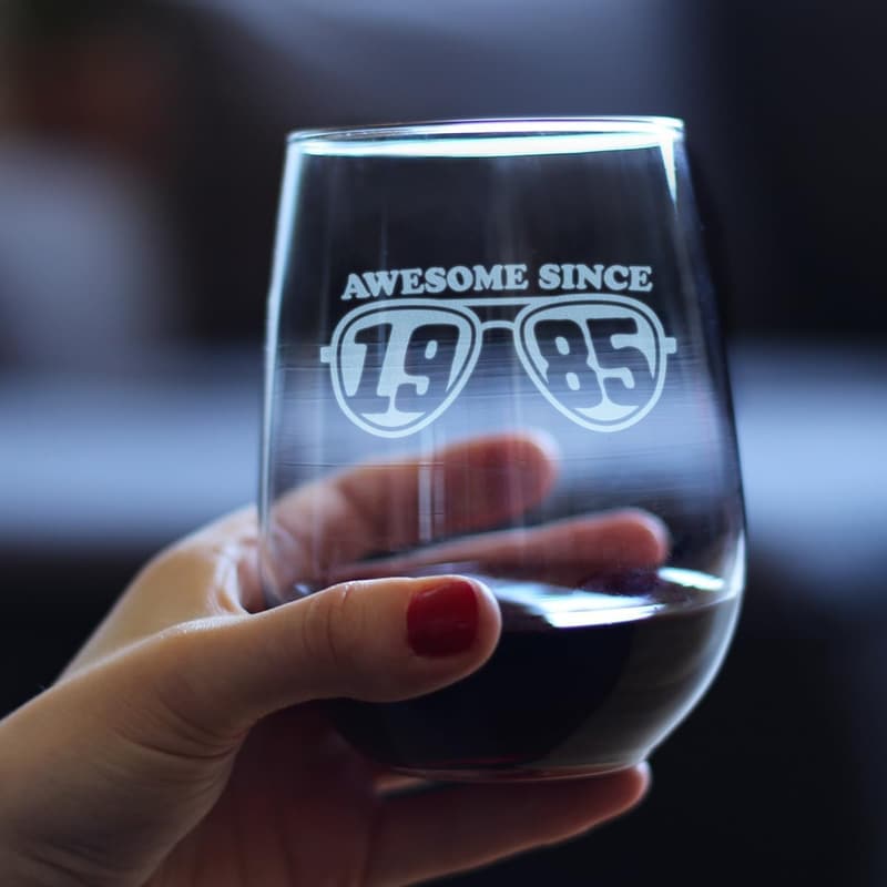 40th Birthday Stemless Wine Glass - 17 Ounce Gift