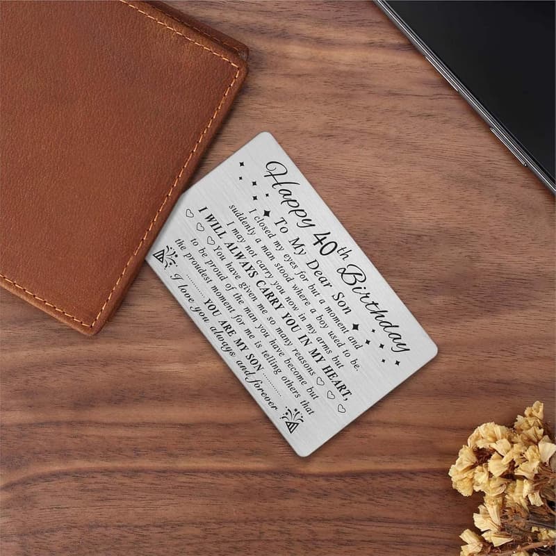 40th Birthday Personalized Engraved Wallet Card for Son