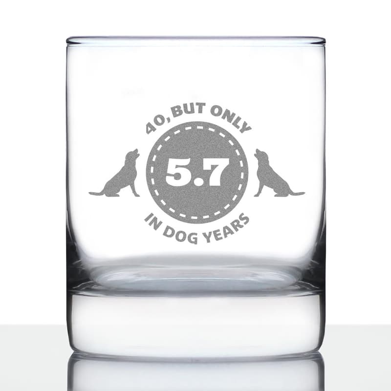 40th Birthday Whiskey Rocks Glass - 10.25 oz Gift for Him/Her