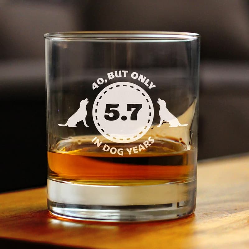 40th Birthday Whiskey Rocks Glass - 10.25 oz Gift for Him/Her