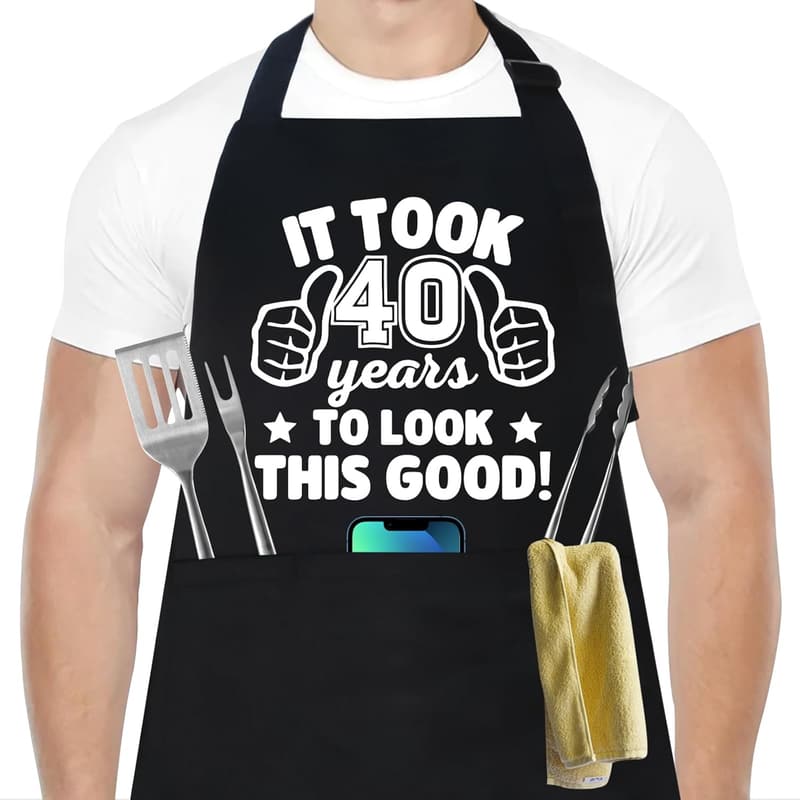 Men's Chef Apron with 3 Pockets - Perfect Birthday Gift