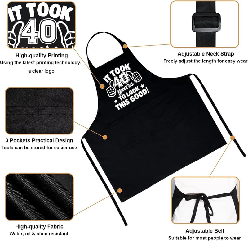 Men's Chef Apron with 3 Pockets - Perfect Birthday Gift
