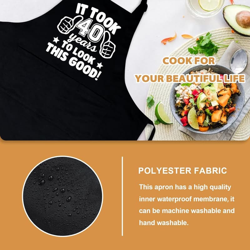 Men's Chef Apron with 3 Pockets - Perfect Birthday Gift