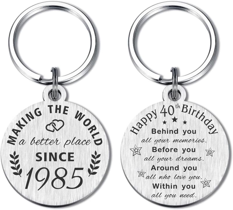 40th Birthday Keychain Gift for Him/Her - Born in 1985