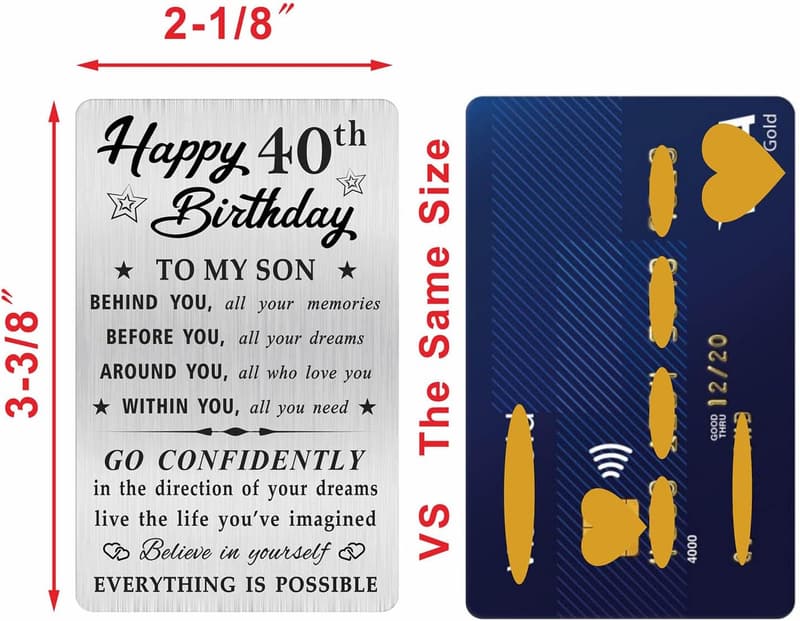 40th Birthday Engraved Wallet Card for Son