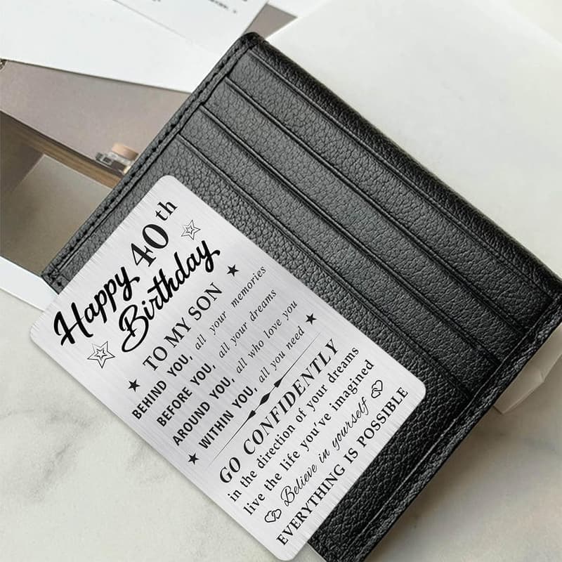 40th Birthday Engraved Wallet Card for Son