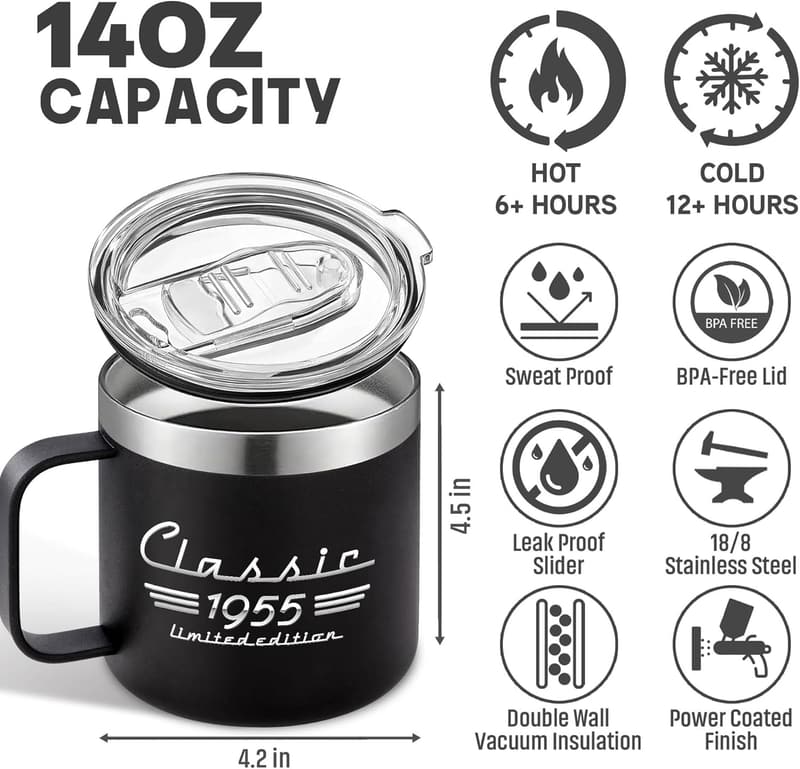 70th Birthday Gift - Funny Men's Mug (14 oz) for Dad