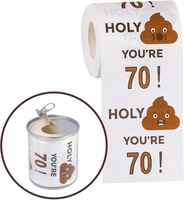 70th Birthday Novelty Toilet Paper Roll for Him & Her