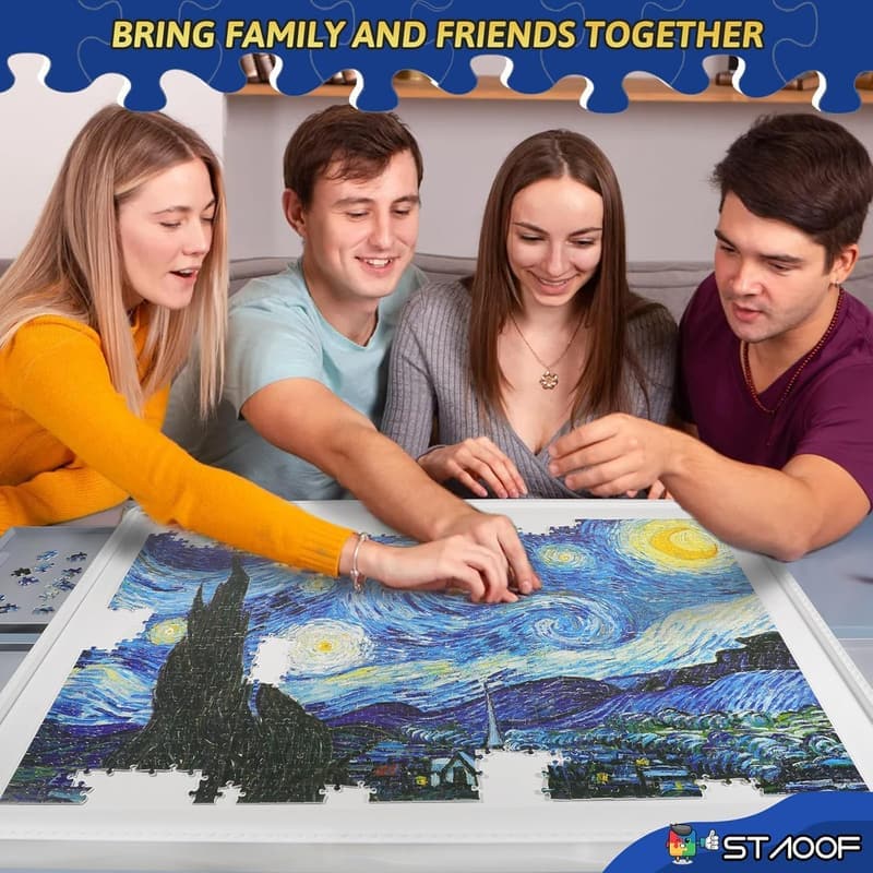 1500-Piece Rotating Puzzle Board with Drawers, Ideal Gift for Mom