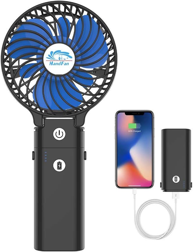 Portable Rechargeable Handheld Fan with Power Bank - 20H Runtime