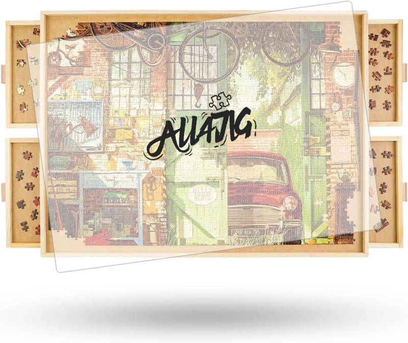 Portable Wooden Jigsaw Puzzle Board with Drawers - 1500 Pieces