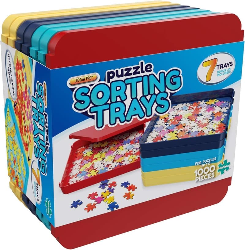 Puzzle Sorting Trays Set - 7 Count for Organizing Puzzles