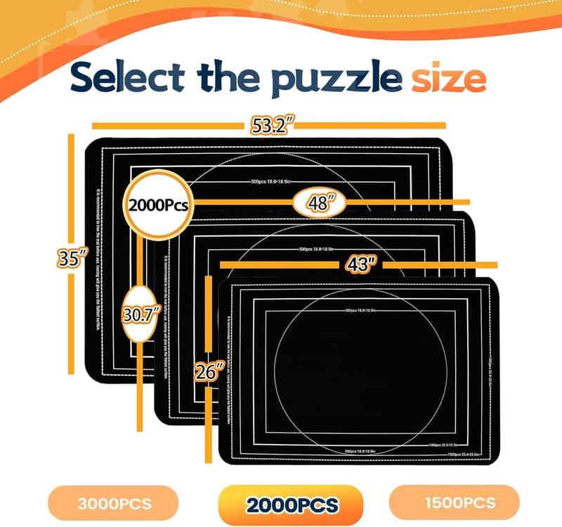 Portable Jigsaw Puzzle Mat Roll-Up for Up to 2000 Pieces