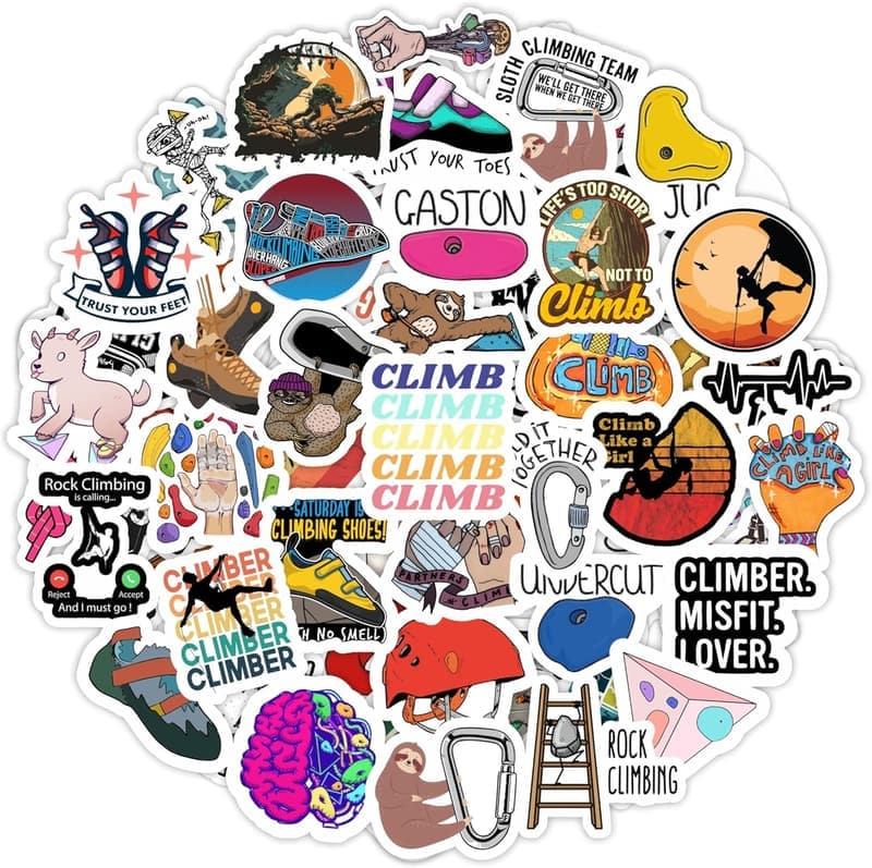 Rock Climbing Party Stickers - Waterproof Vinyl Decals for Adventure