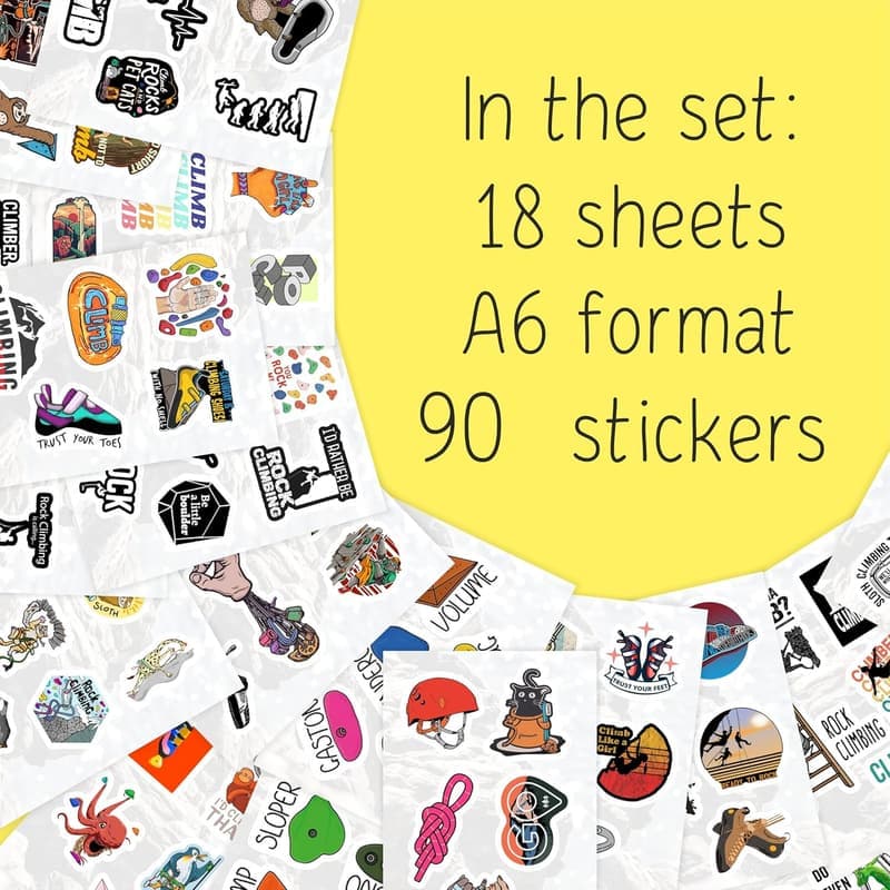 Rock Climbing Party Stickers - Waterproof Vinyl Decals for Adventure