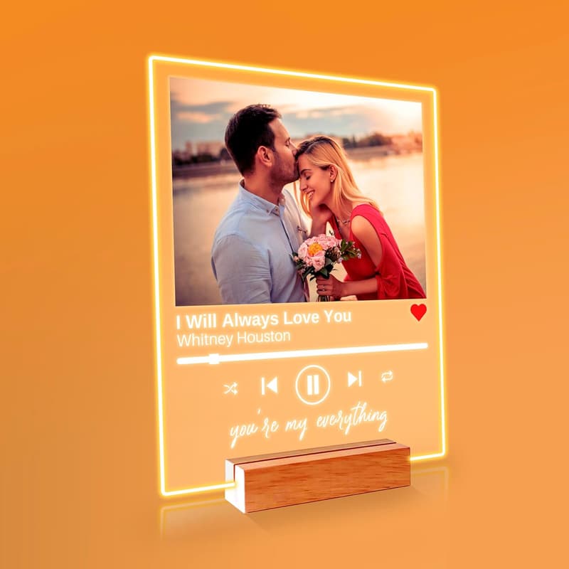 Personalized Music Plaque with LED Stand for Anniversary Gift
