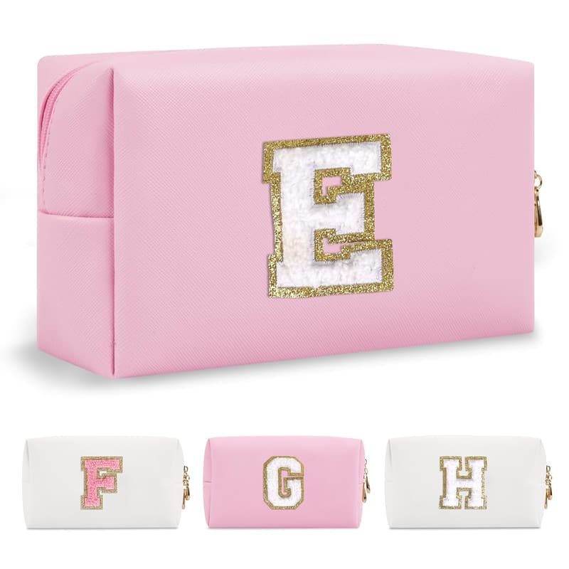 Personalized Letter E Waterproof Makeup Bag for Women