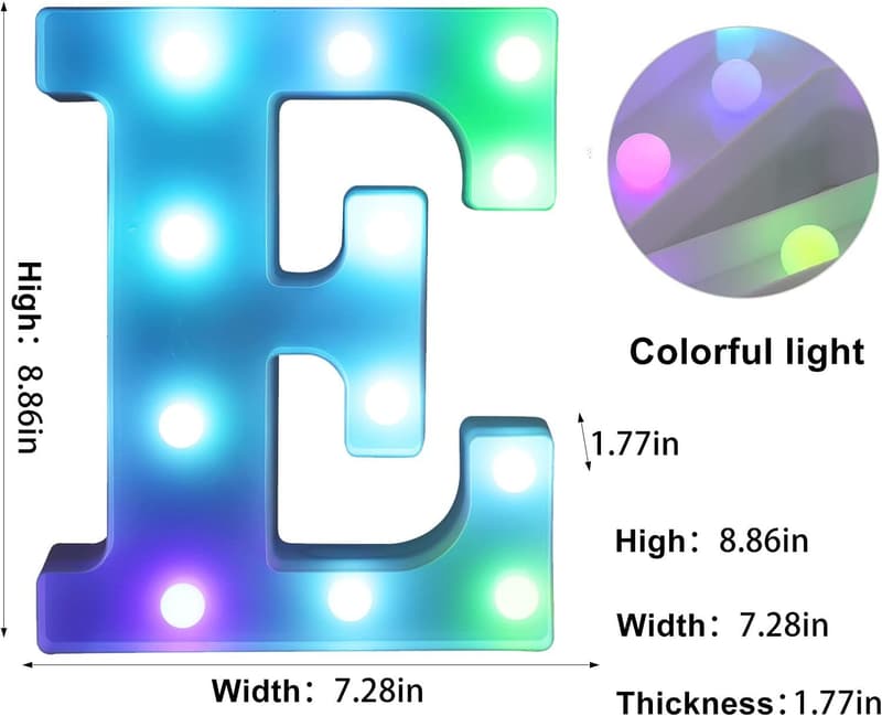 Colorful LED Letter Night Light Sign for Weddings & Parties