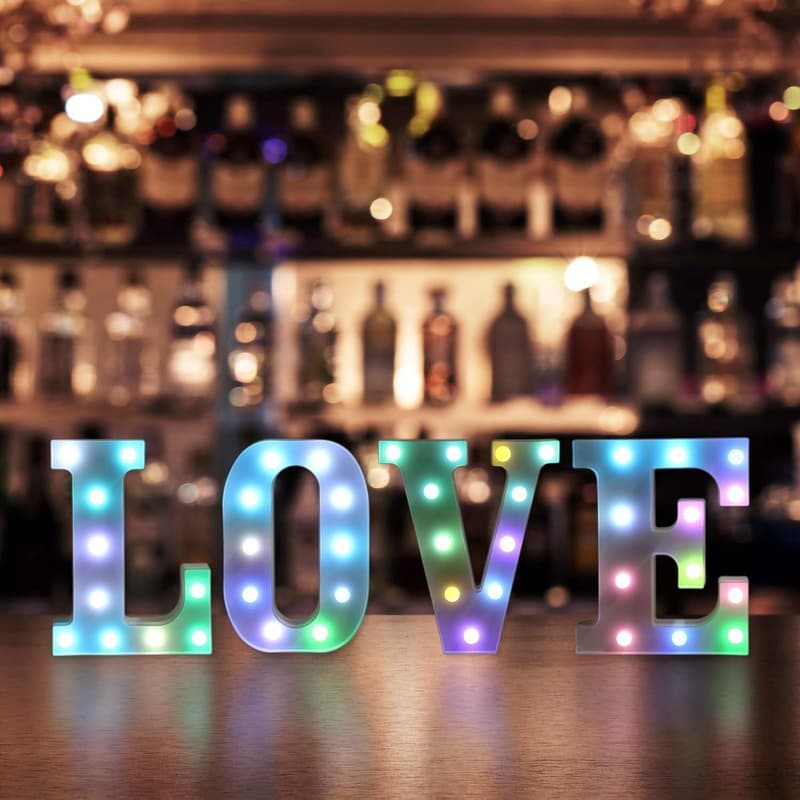 Colorful LED Letter Night Light Sign for Weddings & Parties