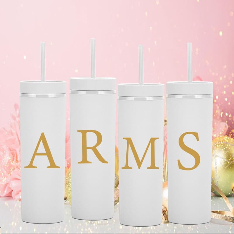 Personalized 16oz Matte Initial Skinny Tumbler for All Occasions