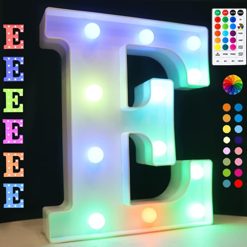 Colorful LED Marquee Letter Lights with Remote - 18 Colors