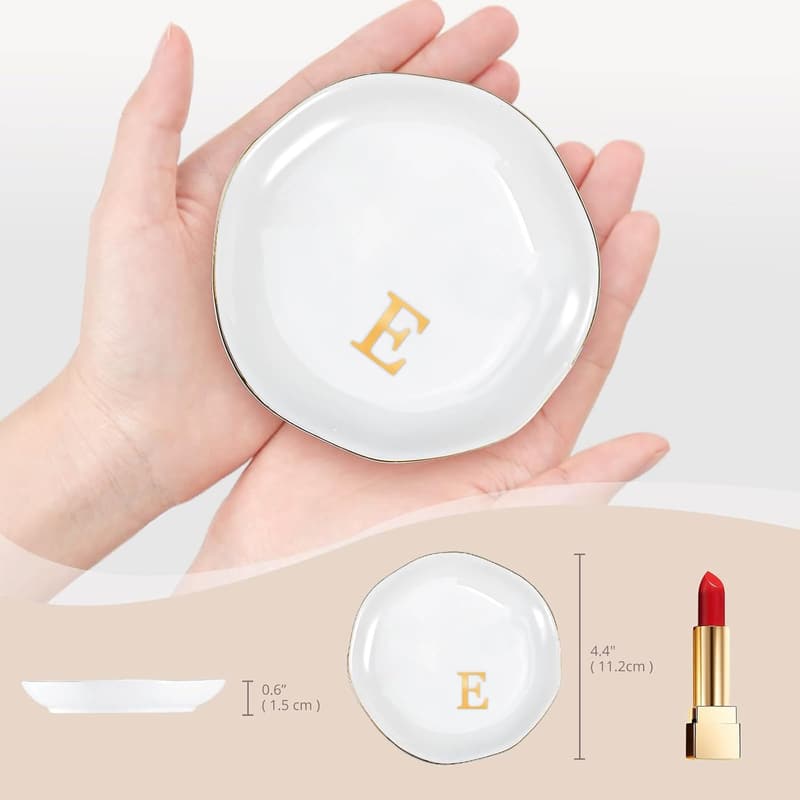 Personalized Initial Wedding Ring Dish - Letter E