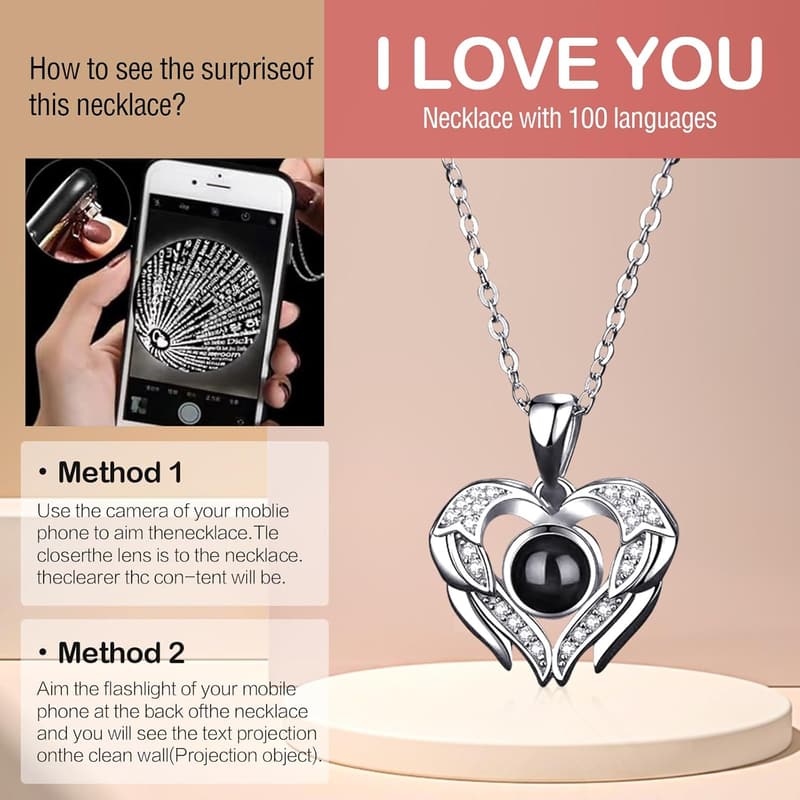 I Love You Necklace with Preserved Real Rose - Perfect Gift for Women
