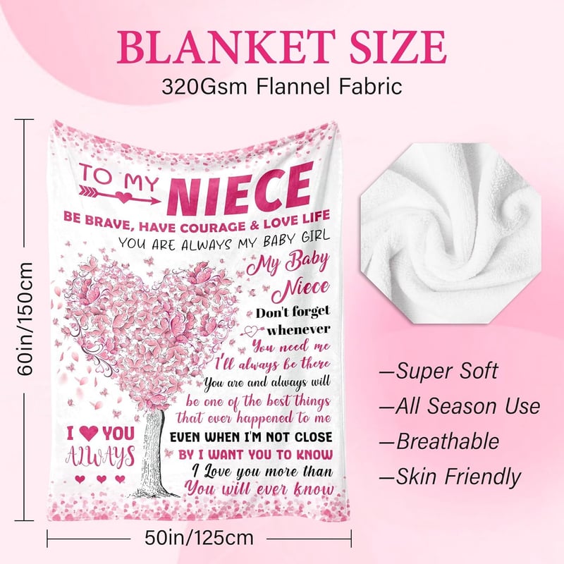 Gift for Niece from Aunt - Soft Flannel Throw Blanket 50