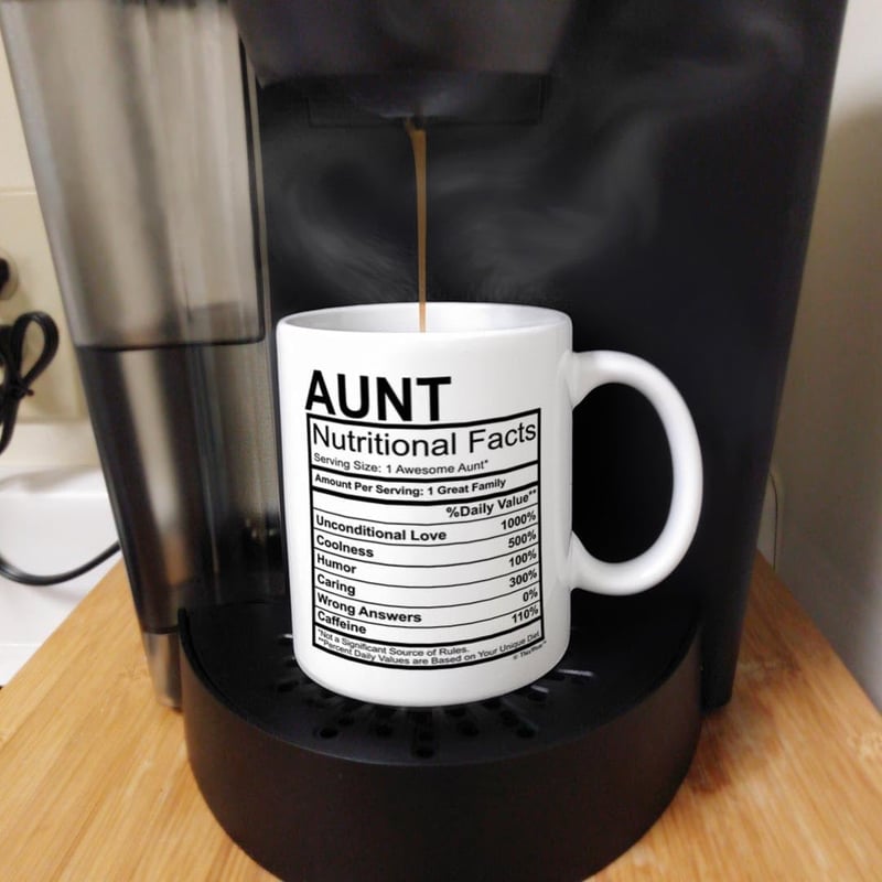 Aunt & Uncle 11oz Ceramic Coffee Mugs - Nutritional Facts Set