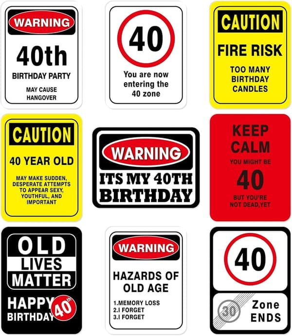 40th Birthday Decorations Set - 9 Pcs for Men & Women