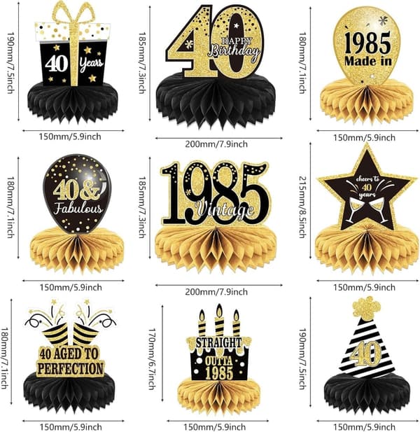 1983 Vintage 40th Birthday Table Centerpieces - 9PCS