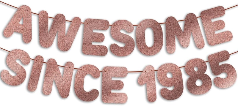 40th Birthday Rose Gold Glitter Banner for Women