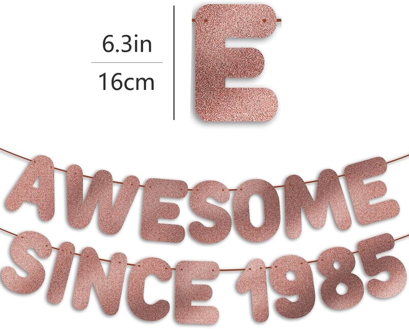 40th Birthday Rose Gold Glitter Banner for Women