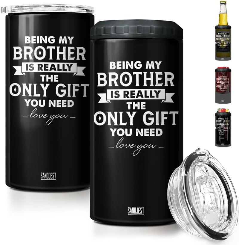 Brother Gifts - 4-in-1 Stainless Steel Can Cooler, 16oz