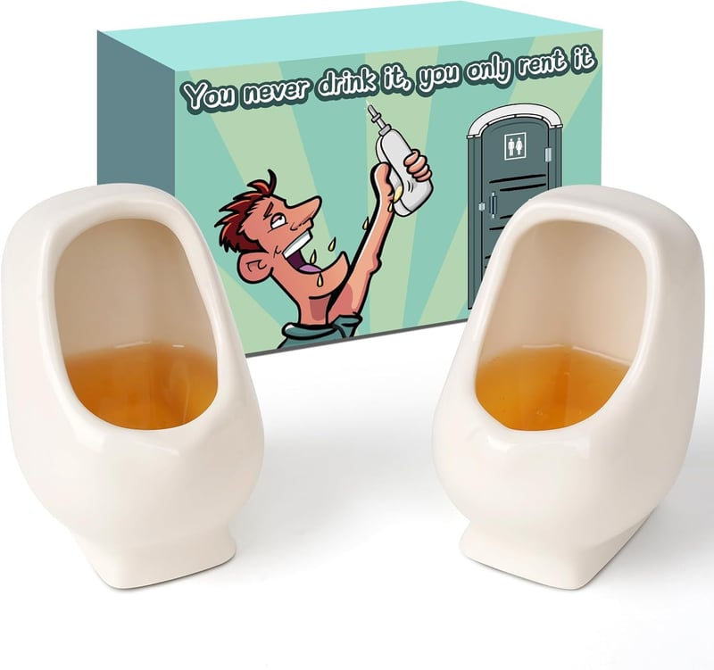 Funny Gag Urinal Shot Glasses for Adults - White Elephant Gift