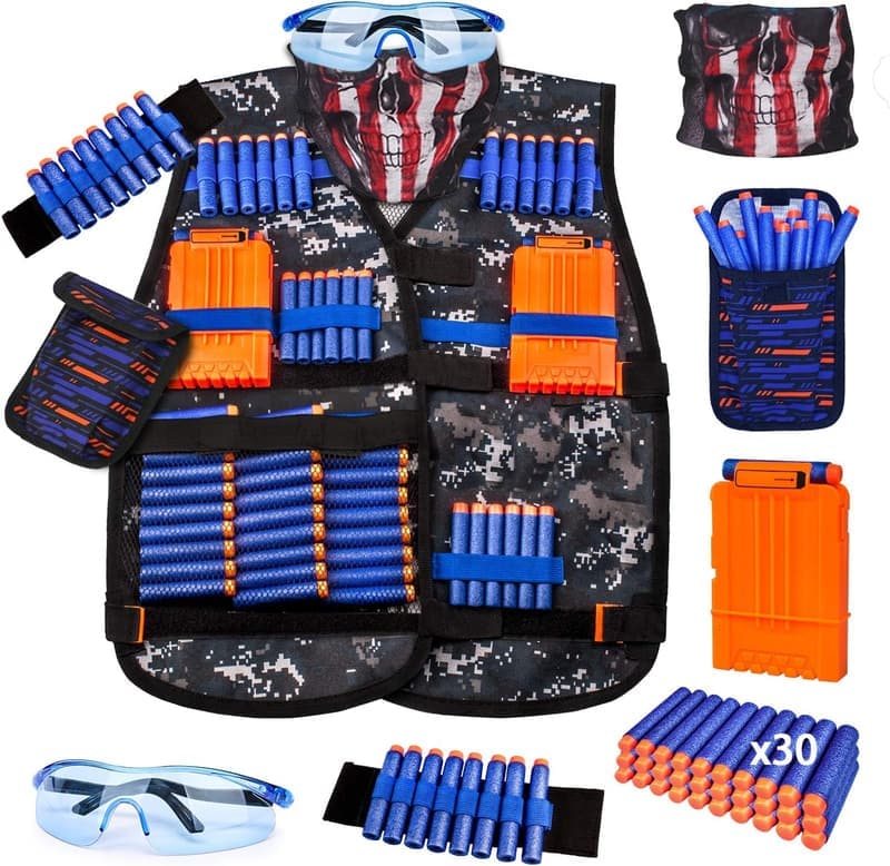 Kids Tactical Nerf Gun Vest Kit with Darts and Accessories