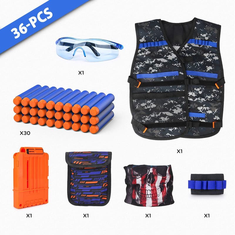Kids Tactical Nerf Gun Vest Kit with Darts and Accessories