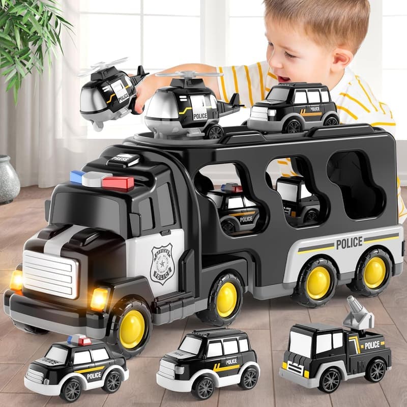 5-in-1 Police Truck Toy with Lights & Sound for Toddlers